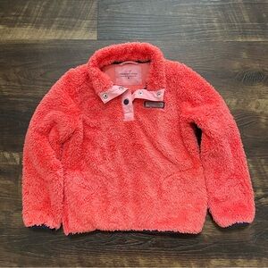 Vineyard vines deep pile sherpa fur pullover jacket salmon pink size 6